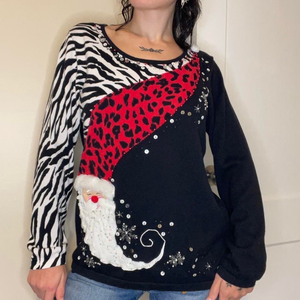 Festive Black and Red Santa Sweater